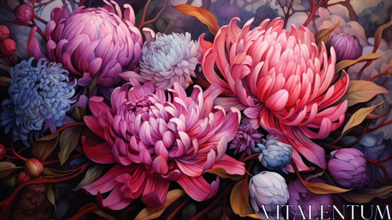 Purple and Pink Flowers Oil Painting | Carnivalesque & Mote Kei Style AI Image