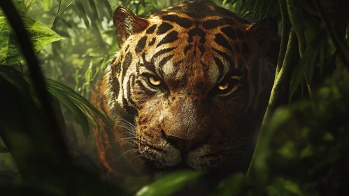 Tiger Hidden in Greenery