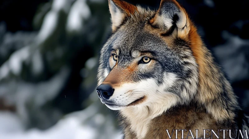 AI ART Winter Wolf Gaze - Wildlife Portrait