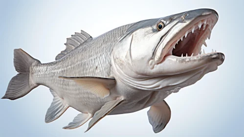 3D Rendered Realistic Fish with Open Mouth