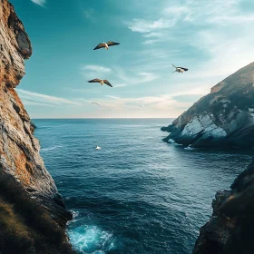 Seagulls Over the Ocean