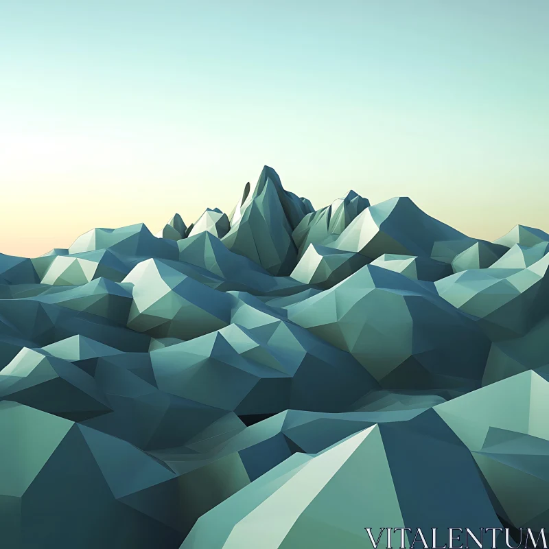 Minimalist Low Poly Mountain Landscape AI Image