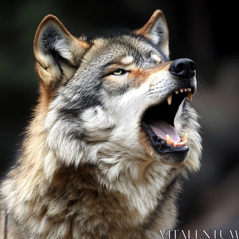 Wild Wolf Growling Close-up AI Image