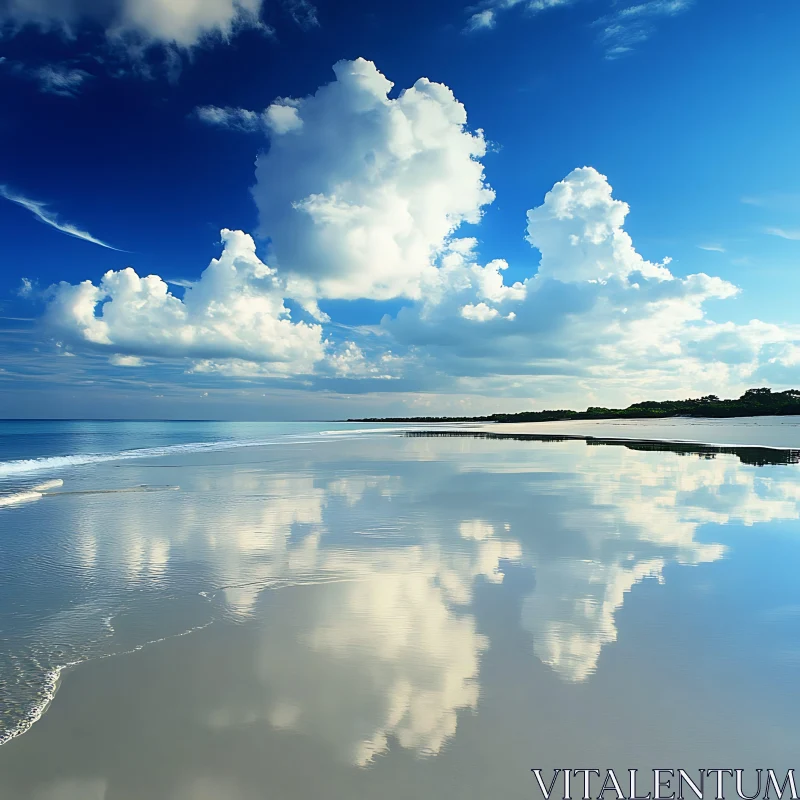 Coastal Serenity: Sky Meets Sand AI Image