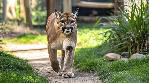 Mountain Lion Walking Confidently