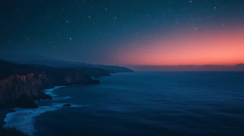 Starlit Ocean View at Dusk