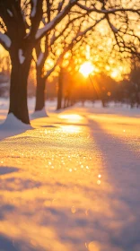 Sunset Glow on Snowy Trees