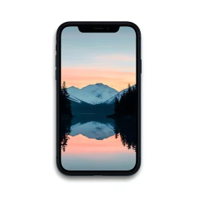 Scenic Mountain Reflection on Phone Display