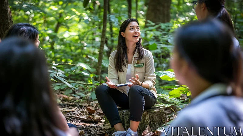 Engaging Conversation Amidst Nature AI Image