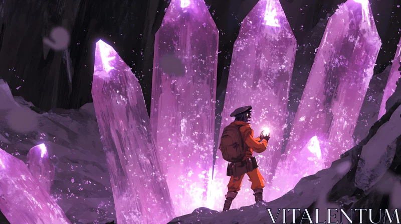 Crystal Cave Explorer Art AI Image