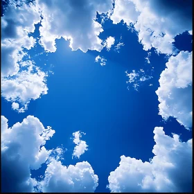 Fluffy Clouds on Blue Sky