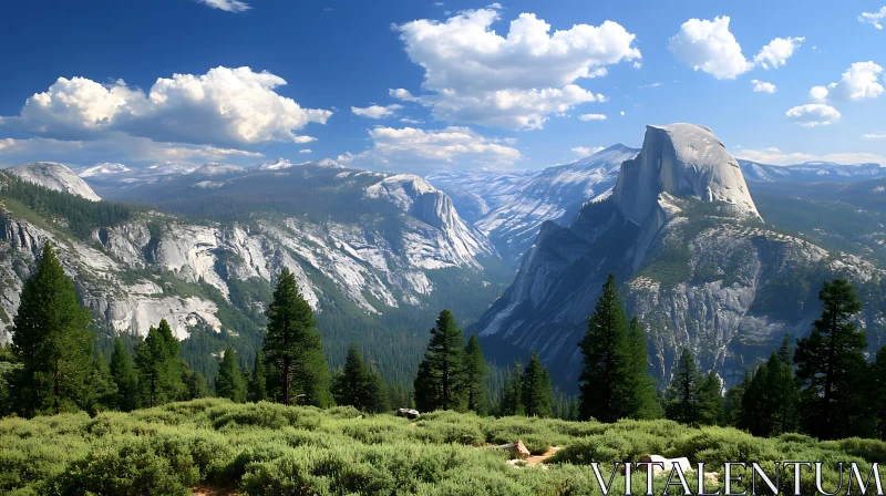 AI ART Picturesque Mountain Vista with Blue Sky