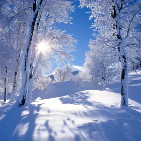 Snowy Trees in Winter Sunlight