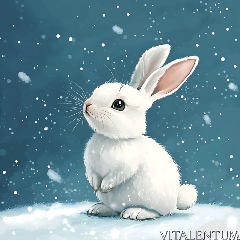 Snowy Day Rabbit Art AI Image