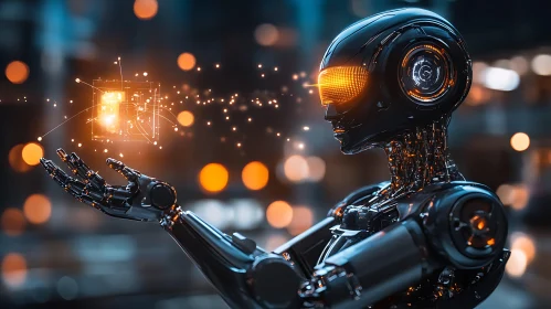 Advanced AI Robot with Luminous Object