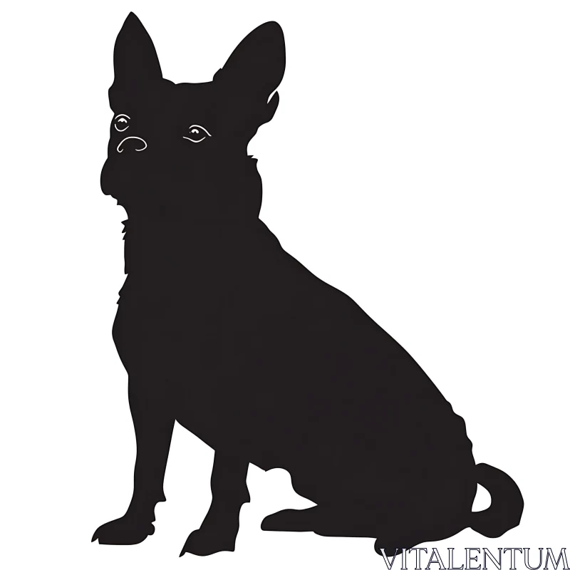 Artistic Silhouette of a Sitting Dog AI Image