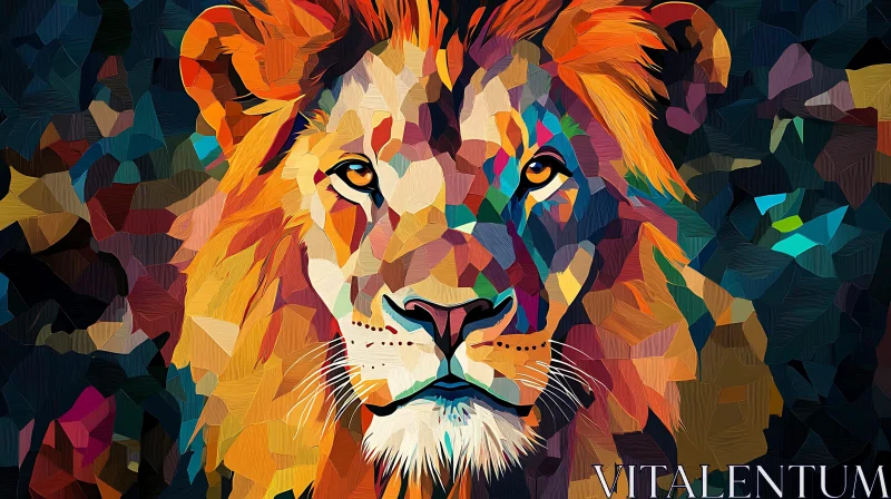 Colorful Lion Art AI Image