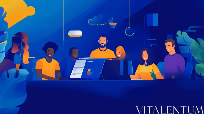 AI ART Collaborative Workspace: A Digital Team Illustration