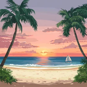 Tropical Sunset Beach Scene