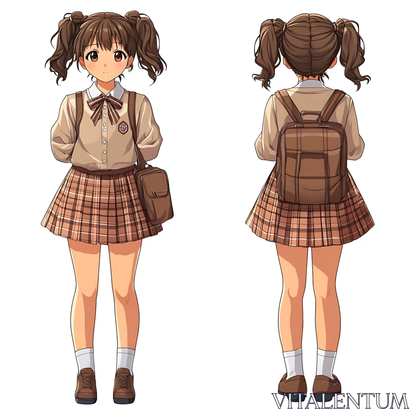 AI ART Detailed Anime School Uniform Character Design