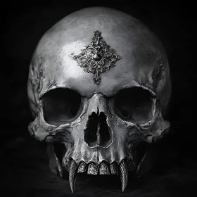 Monochrome Vampire Skull Gothic Horror Image