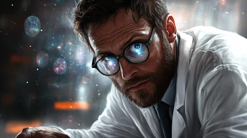 Man with Universe in Glasses