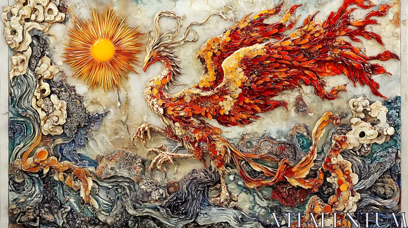 AI ART Phoenix Rising: Sunlit Fantasy Art
