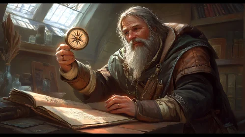 Old Man with Compass