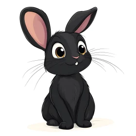 Cartoon of a Cute Black Rabbit