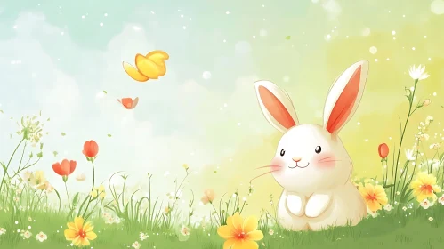 Enchanting Springtime Bunny Illustration