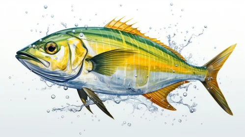 Colorful Illustration of a Yellow and Green Fish