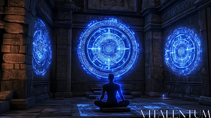 Ancient Ritual Chamber Meditation AI Image