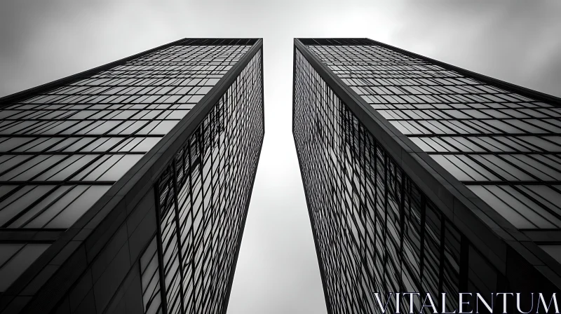 Skyscrapers with Glass Facades Reaching into the Clouds AI Image