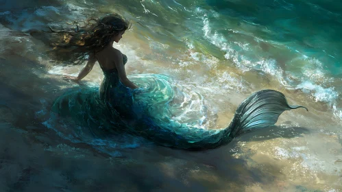 Mystical Mermaid on Sandy Shore
