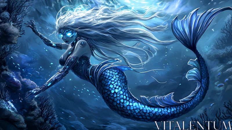 Mystical Mermaid in Ocean Depths AI Image