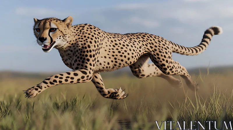 Speed of the Cheetah: A Wild Cat Portrait AI Image