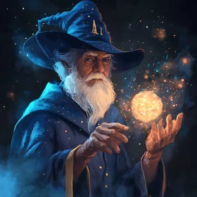 Mystical Wizard Holding a Glowing Orb