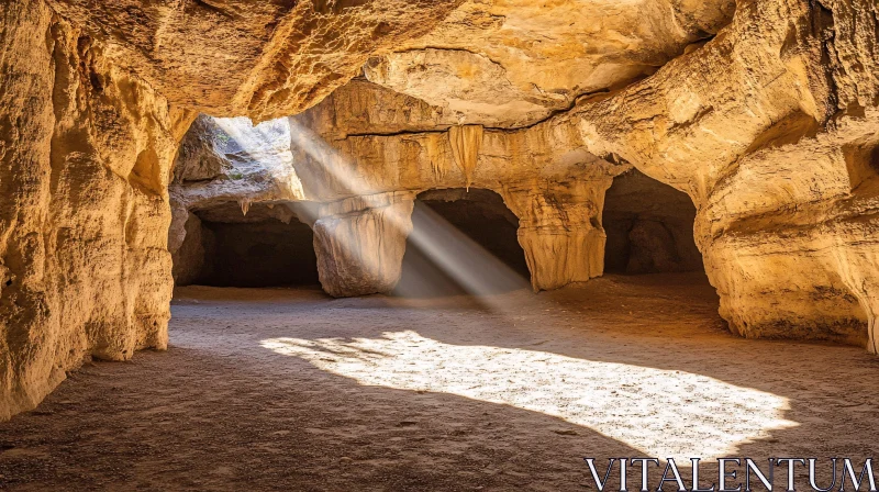 Natural Sunlight Illuminating Cave AI Image