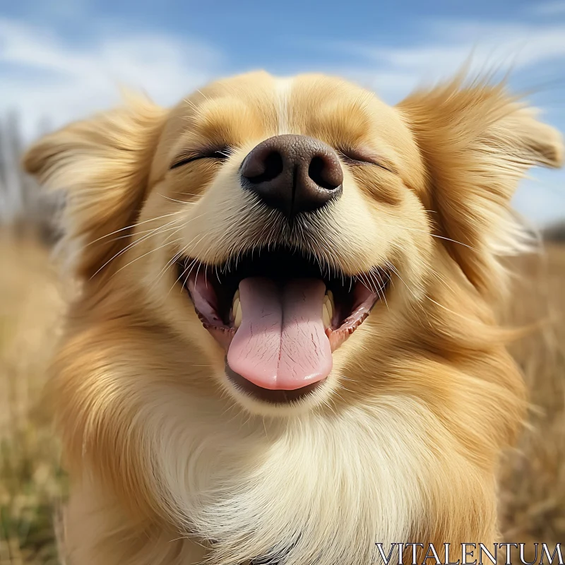 Joyful Dog with Tongue Out in Nature AI Image