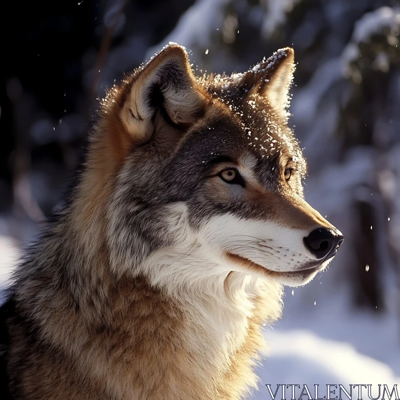 AI ART Snowy Wolf Portrait