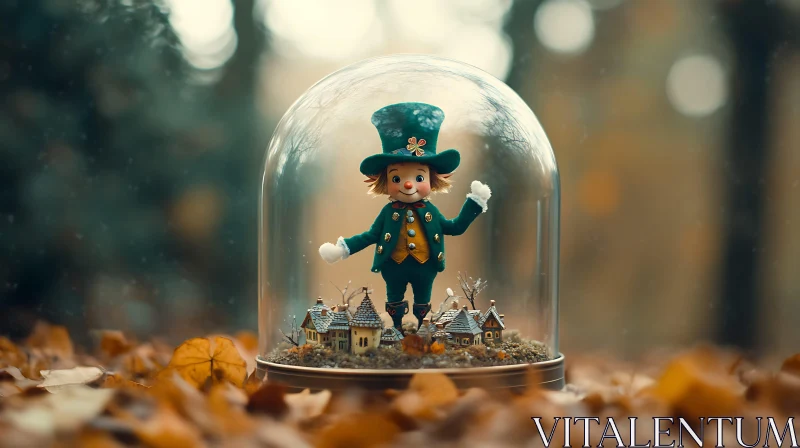 AI ART Autumnal Doll Under Glass Dome