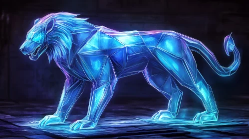 Futuristic Geometric Neon Lion