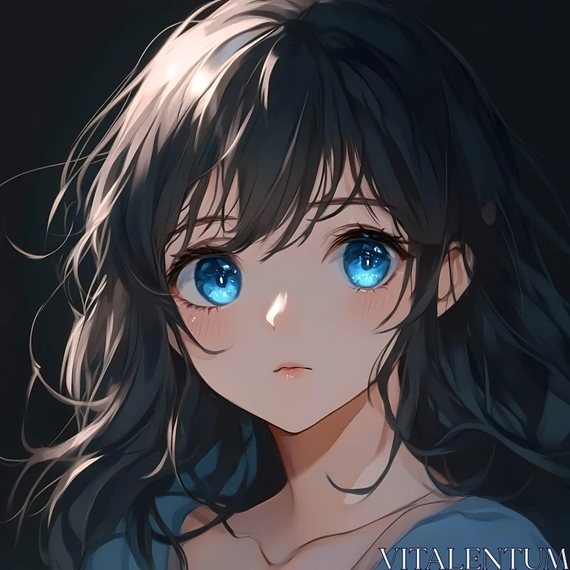 Close-Up Digital Portrait of Anime Girl AI Image