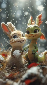 Snowy Day with a Rabbit and Dragon