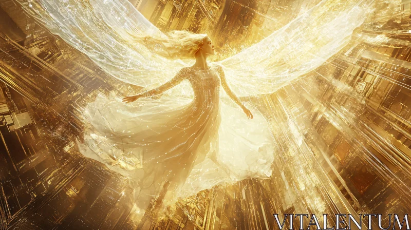 Radiant Angel in Golden Light AI Image