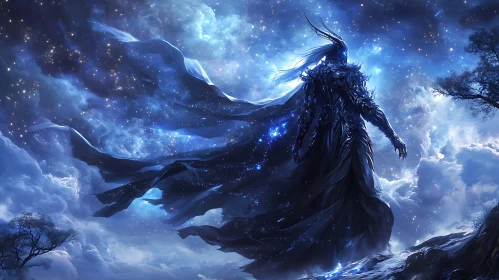 Fantasy Warrior in a Cosmic Landscape