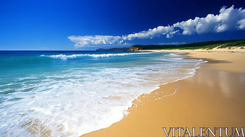 Tranquil Beach View with Azure Waters AI Image