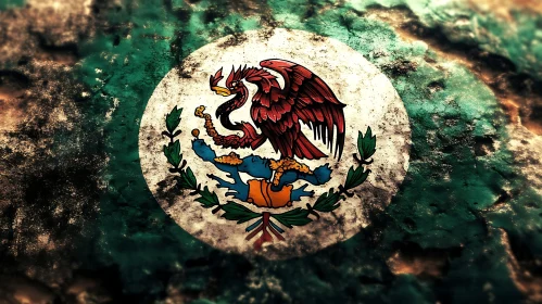 Textured Mexican Flag with Eagle