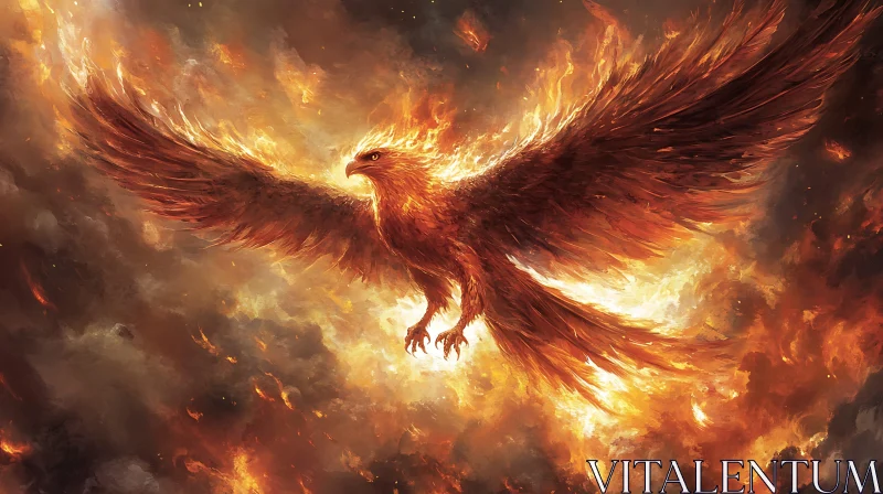 AI ART Phoenix Bird in Flames Digital Art