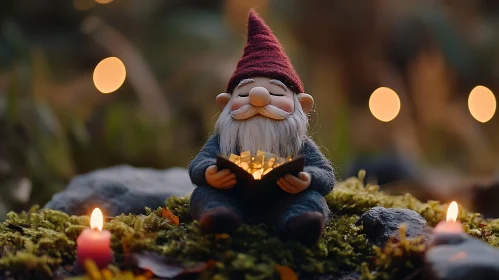 Whimsical Gnome in Forest Scene